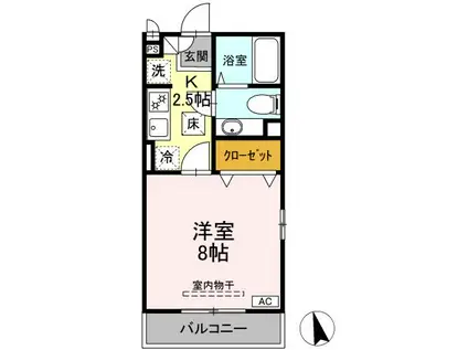 プランドール A(1K/2階)の間取り写真