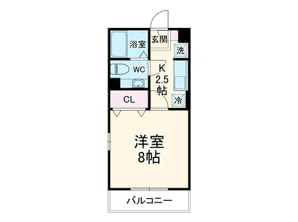 プランドール A(1K/2階)の間取り写真