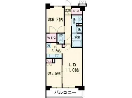 アビティグランデ砧 C棟(2LDK/2階)の間取り写真