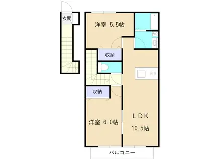 プランドール八王子(2LDK/2階)の間取り写真