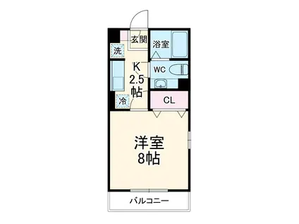 プランドール A(1K/2階)の間取り写真