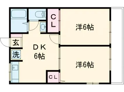 ハイム高砂Ⅱ(2DK/1階)の間取り写真