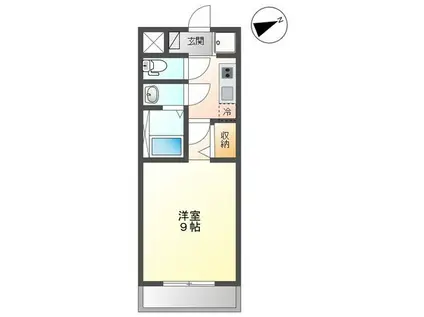 グラン アイリス 本厚木(1K/2階)の間取り写真