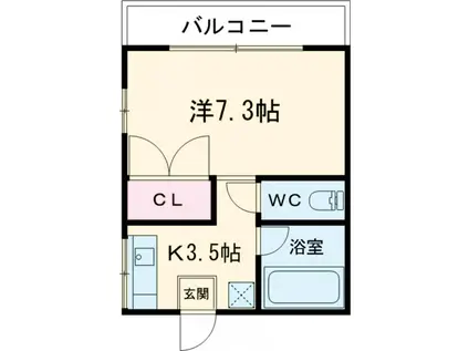 カーサリビエールA棟(1K/1階)の間取り写真