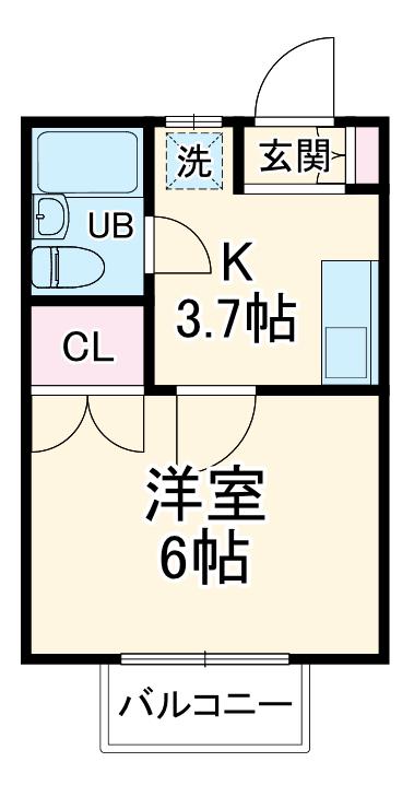 メゾンソエダ(1K/2階)の間取り写真