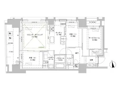 パークスフィア牛込神楽坂(2SLDK/10階)の間取り写真