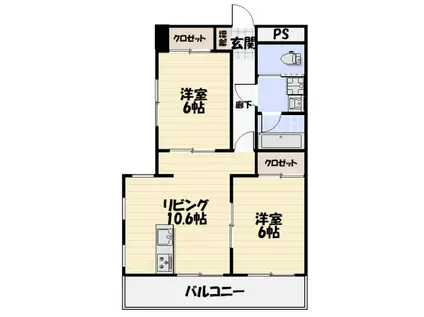 レジデンス花の木(2LDK/1階)の間取り写真