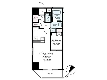 フェルクルールプレスト上野根岸(1LDK/6階)の間取り写真