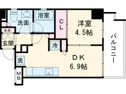 アトラス西早稲田(1DK/4階)の間取り写真
