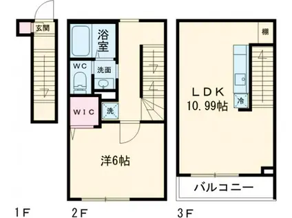 ミハス千川(1LDK/2階)の間取り写真