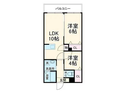 グランイニシオ都島(2LDK/3階)の間取り写真