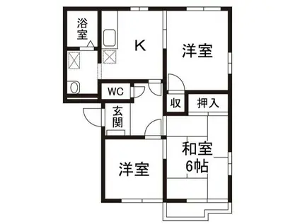 コーポハピネスⅡB棟(3DK/2階)の間取り写真