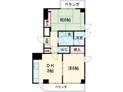 八王子ABSビル(2LDK/4階)の間取り写真