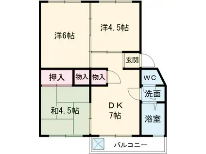 春木マンションB棟(3DK/1階)の間取り写真