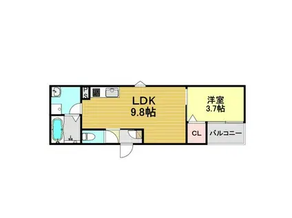 LECOCON津島Ⅱ(1LDK/2階)の間取り写真