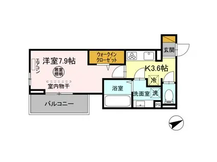 D-ROOM椿森1丁目C(1K/2階)の間取り写真