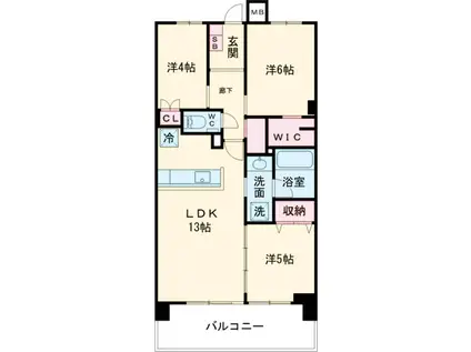 イニシア押上レジデンス(3LDK/2階)の間取り写真