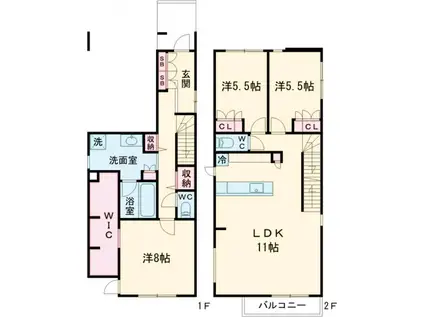 東急東横線 自由が丘駅(東京) 徒歩11分 2階建 新築(3LDK)の間取り写真