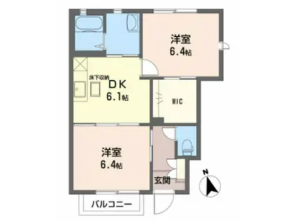 ストロベリーフィールズB(2LDK/2階)の間取り写真