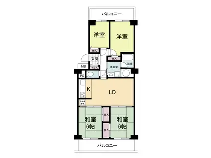 ファミリープラザ朝潮橋B棟(4LDK/4階)の間取り写真