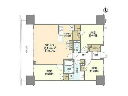 幕張ベイパーク ミッドスクエアタワー(3LDK/11階)の間取り写真