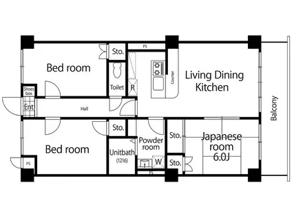 コスモスパレス(3LDK/1階)の間取り写真