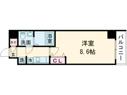 アルファコート一之江(1K/6階)の間取り写真