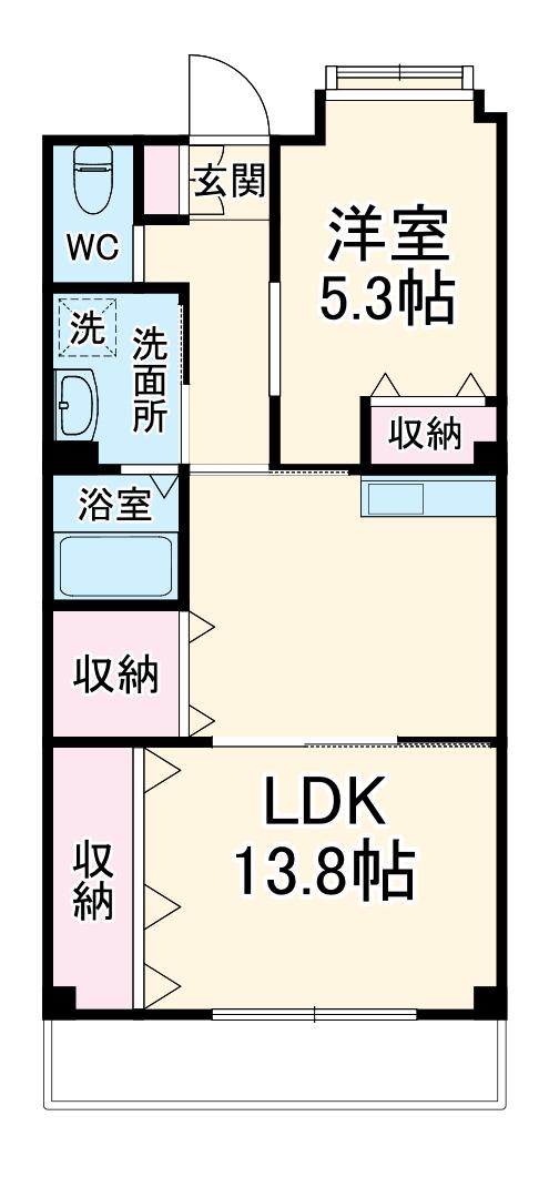 ウインビュ三ツ沢(1LDK/2階)の間取り写真