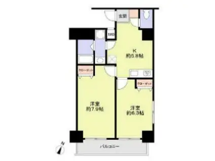 ロリエ笹塚(2K/13階)の間取り写真