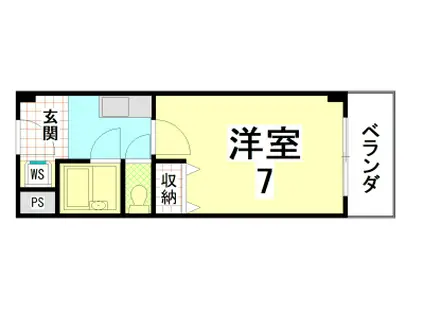 サンハイツ大新(ワンルーム/3階)の間取り写真