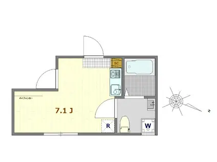 アザレ西小岩(ワンルーム/2階)の間取り写真