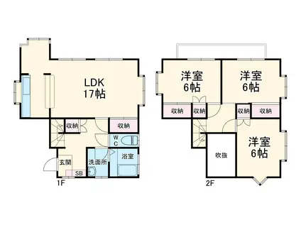 八高線 金子駅 徒歩10分 2階建 築38年(3LDK)の間取り写真