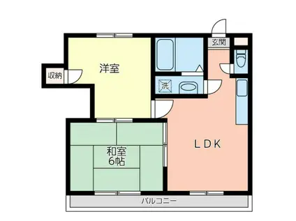 カーザフィオーレ(2LDK/1階)の間取り写真