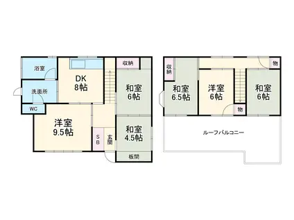 名鉄小牧線 小牧駅 徒歩15分 2階建 築52年(5DK)の間取り写真