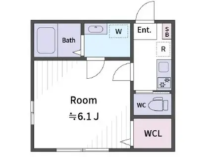 KA ノース HARBORⅡ(1K/2階)の間取り写真