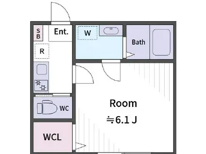 KA ノース HARBORⅡ(1K/2階)の間取り写真