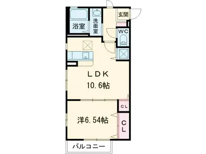 パインクレスト竹内Ⅱ(1LDK/1階)の間取り写真