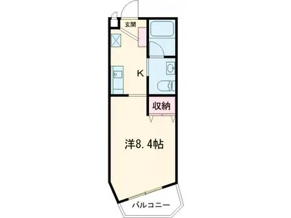 グラティア南烏山 イースト(1K/3階)の間取り写真