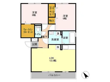 みどりのスクエア(2LDK/3階)の間取り写真