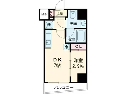 アーバネックス西新宿Ⅱ(1DK/7階)の間取り写真