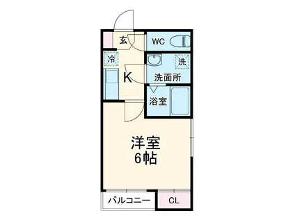 ハピネス真砂(1K/1階)の間取り写真