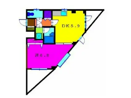 スカイプラザ(1DK/3階)の間取り写真