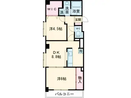 ジョワイユ用賀(2DK/3階)の間取り写真