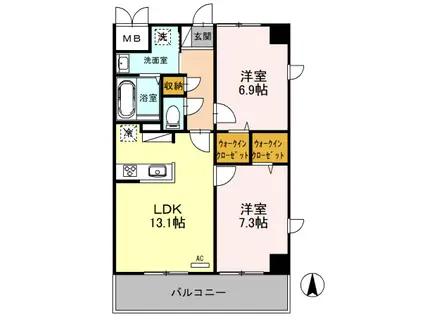 ハック北戸田クレシア(2LDK/6階)の間取り写真
