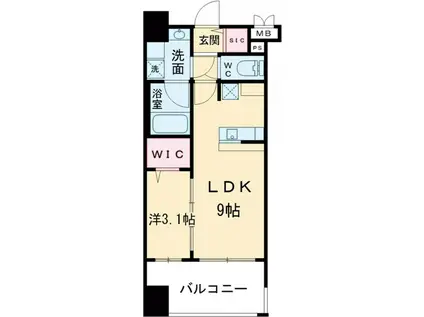 グランフォーレ千早 マークスクエア ウエストウィング(1LDK/6階)の間取り写真