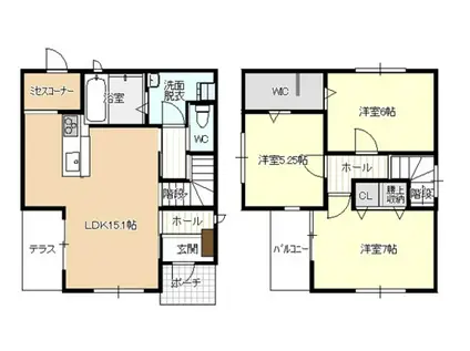 名古屋臨海高速鉄道 中島駅(愛知) 徒歩22分 2階建 築13年(3LDK)の間取り写真