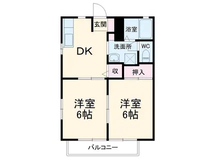 サニーランドC(2DK/1階)の間取り写真
