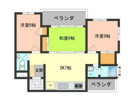 サンライフ大平(3DK/4階)の間取り写真