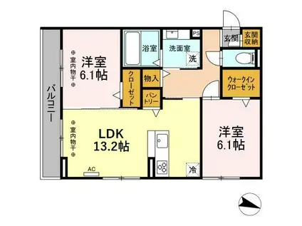 ソル アレイ みやび(2LDK/2階)の間取り写真