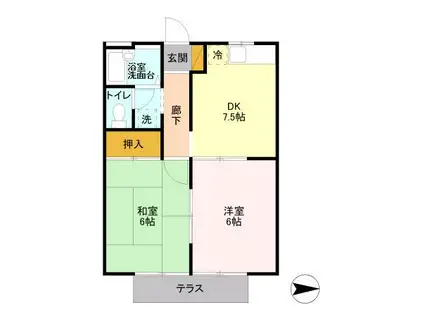 フォンテーヌC(2DK/1階)の間取り写真